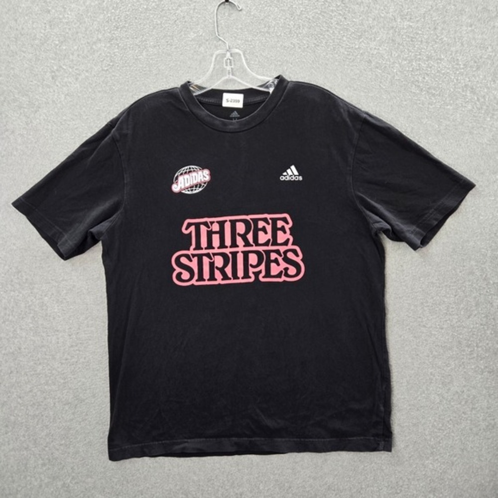 Adidas‎ Men Shirt Medium Black Logo Tree Stripes 8 Graphic Short Sleeve Tee